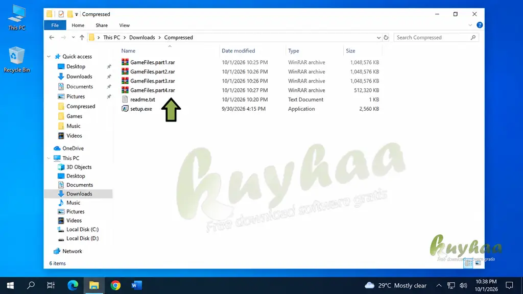 Place All RAR Parts in the Same Folder