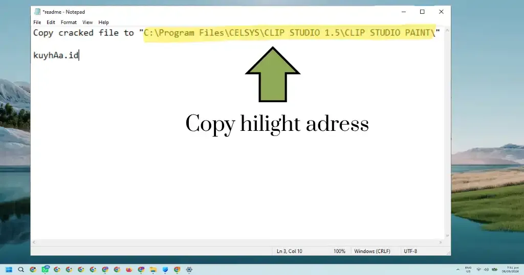 Copy the program location