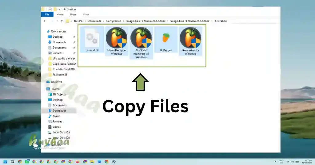 Opening the activation folder from the extracted FL Studio files