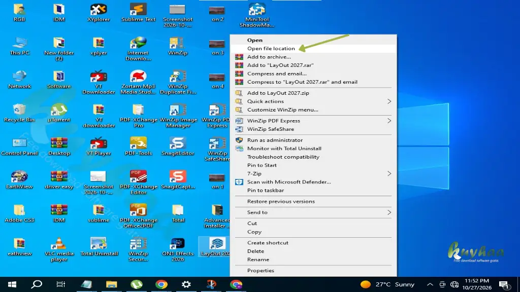 Open the Layout file location