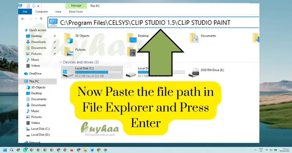 Paste the locatin address in the file explorer