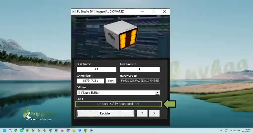 Successfully Registered popup message confirming the process