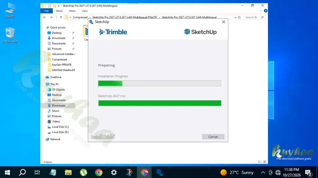 Sketchup 27 is isntalling please wait