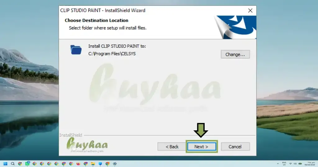 Select clip Studio Paint EX installation location