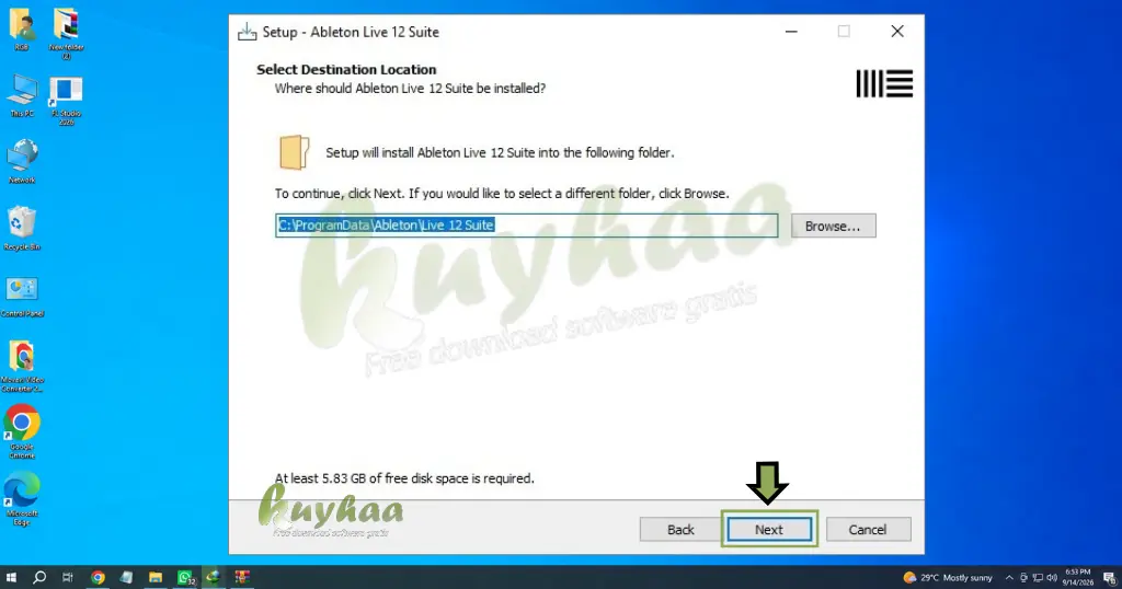 Select the installation location