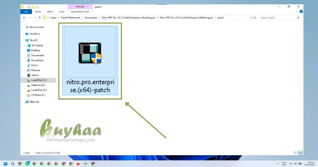 Copy the Nitro Pro Enterprise 64 Patch exe