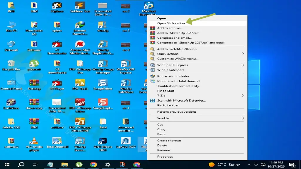 Open Sketchup file location from desktop shortcut