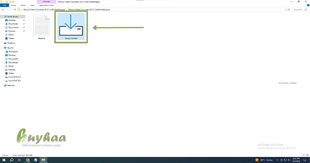 now we are clicking main exe Movavi Video Converter