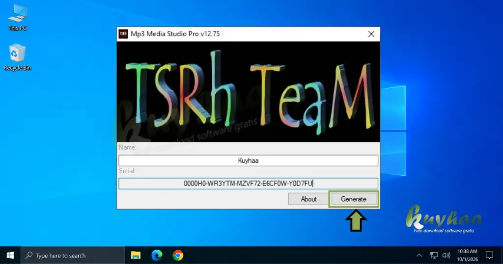 Copy name and Serial Key for Zortam
