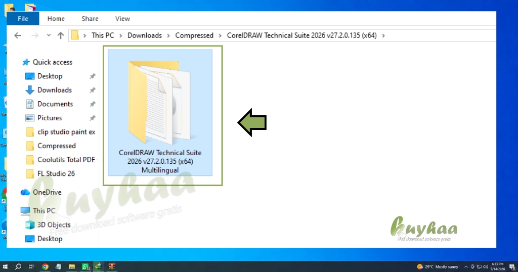 CorelDRAW Technical Suite 2026 extracted folder using WinRAR