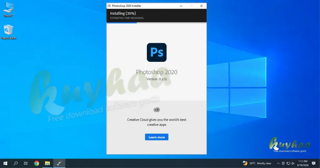 Installation progress bar loading application components