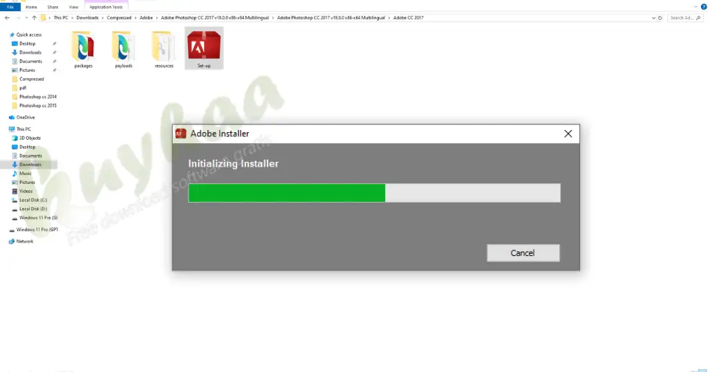 Adobe Creative Cloud loading screen initializing the setup process