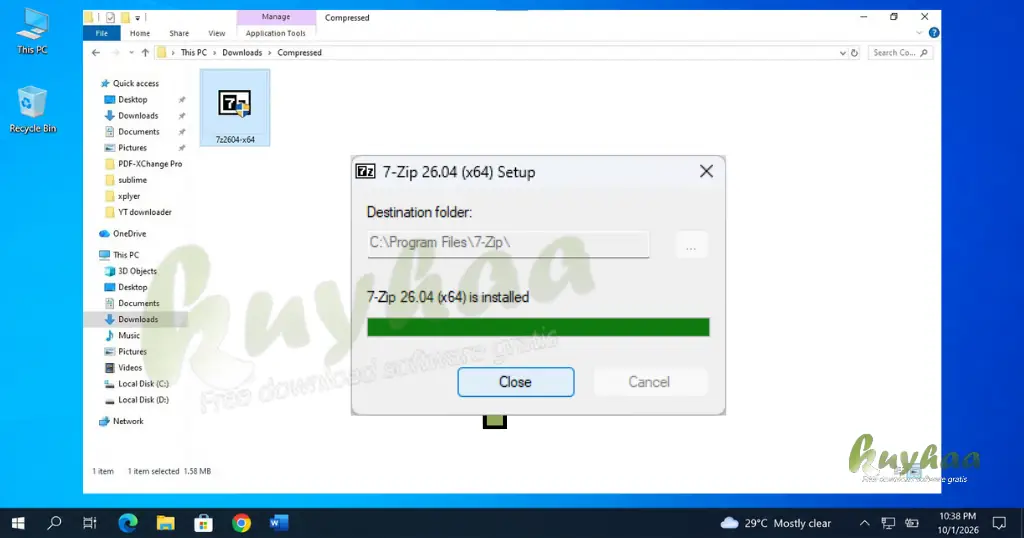 installing 7 zip