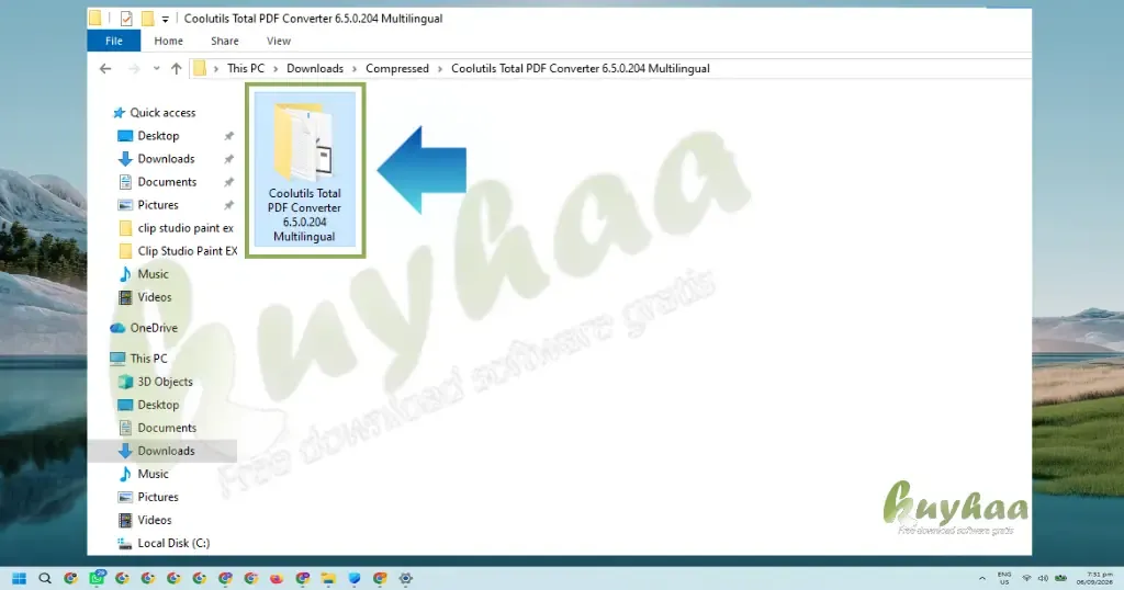 Membuka folder hasil ekstrak instalasi aplikasi