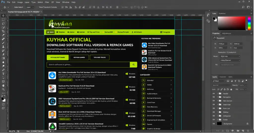Adobe Photoshop CC 2017 application open successfully on the desktop in its full activated version