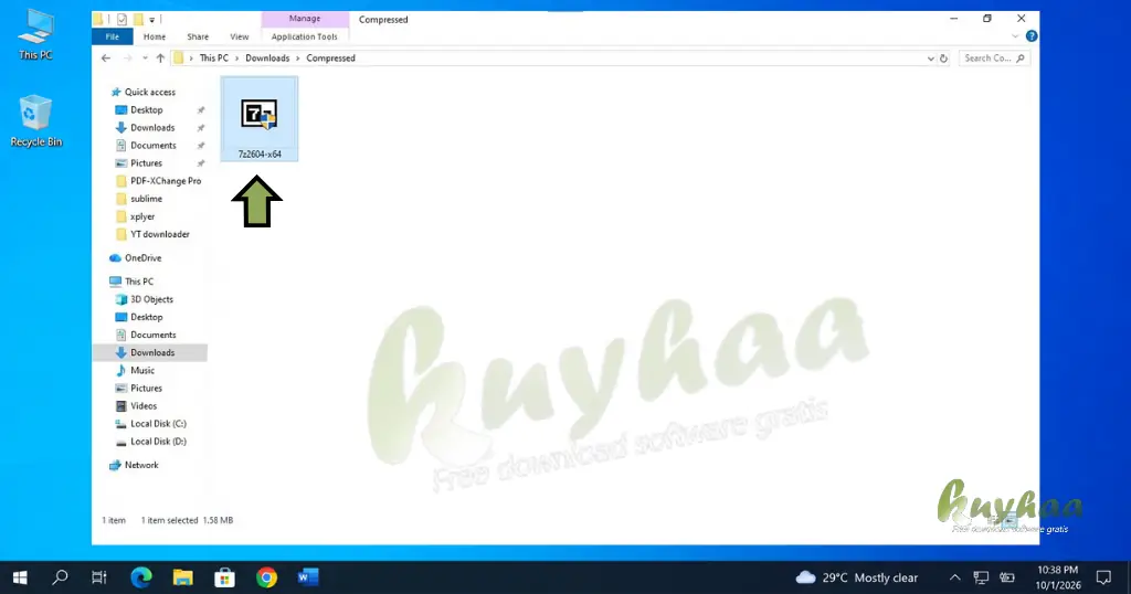 Run 7-zip.exe