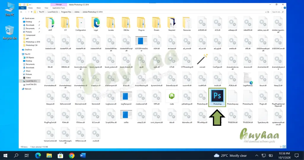 Adobe Photoshop CC 2014 fully launched and active on the computer desktop