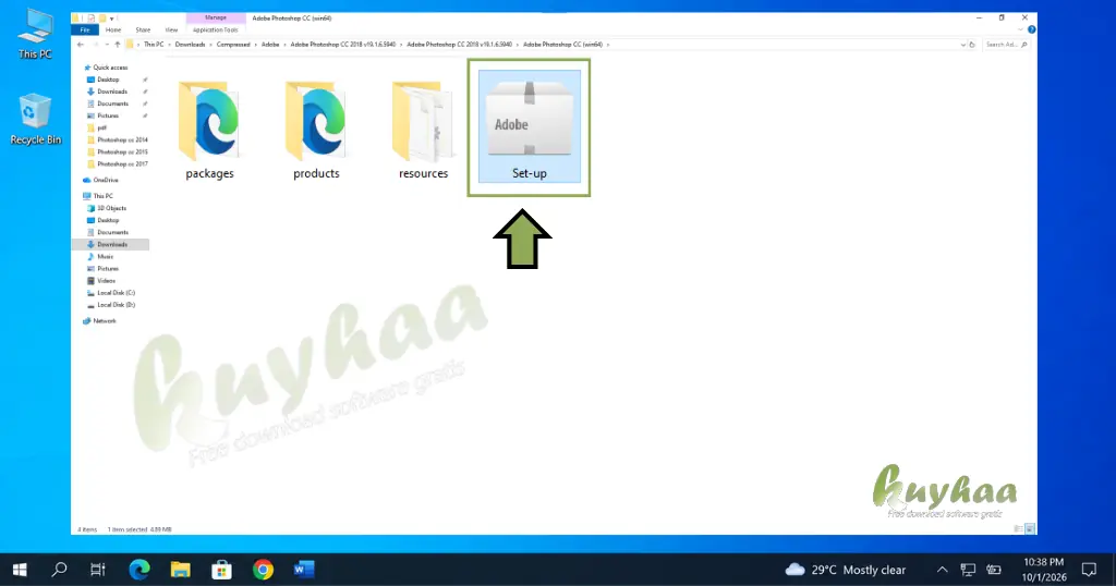 File Explorer highlighting the set-up.exe application file inside the installation folder