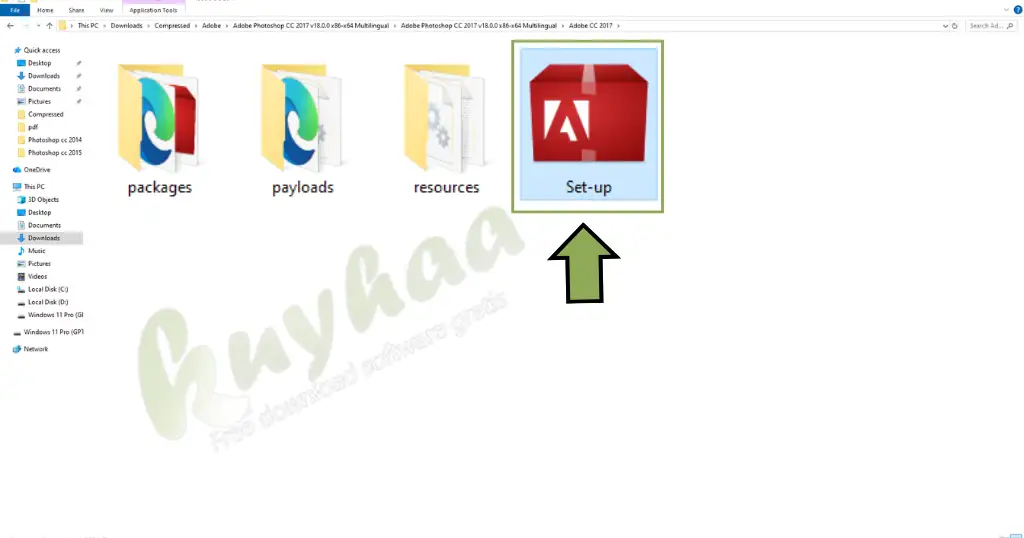 File Explorer highlighting the setup.exe application file