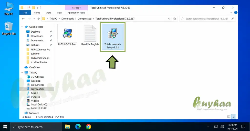 run the Total-Uninstall-Setup-7.6.2.exe