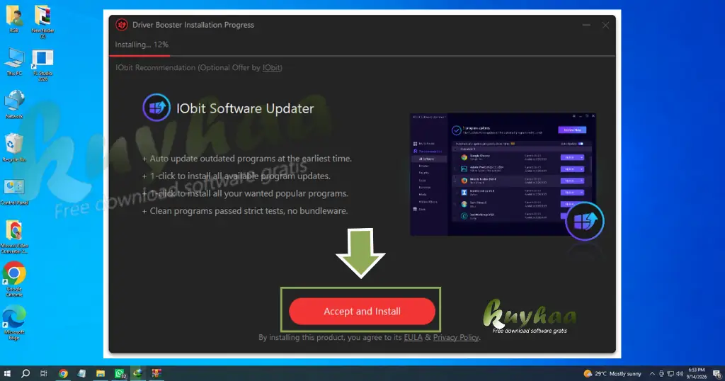 Accept and install button
