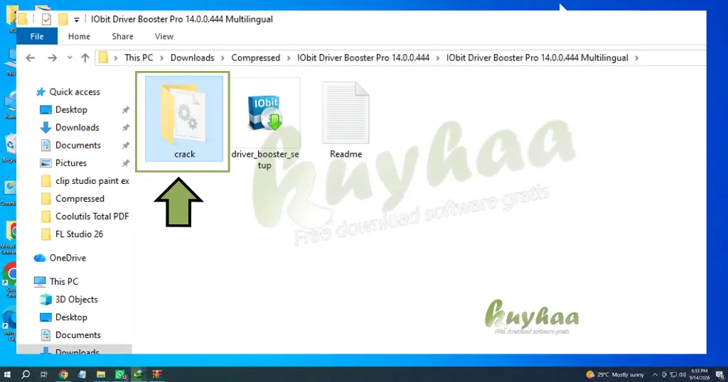 Open the IObit Driver Booster Pro Crack folder