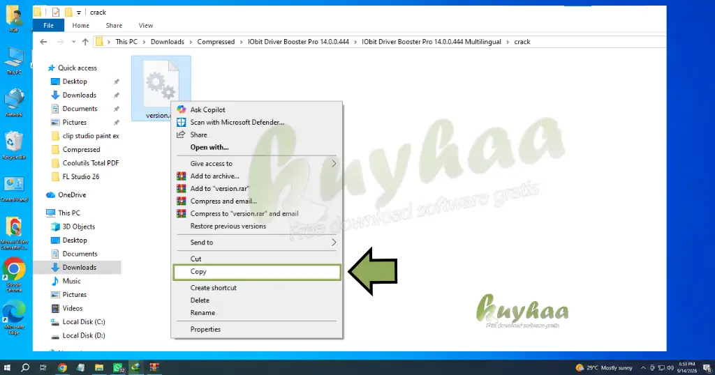 Copy the version.dll file