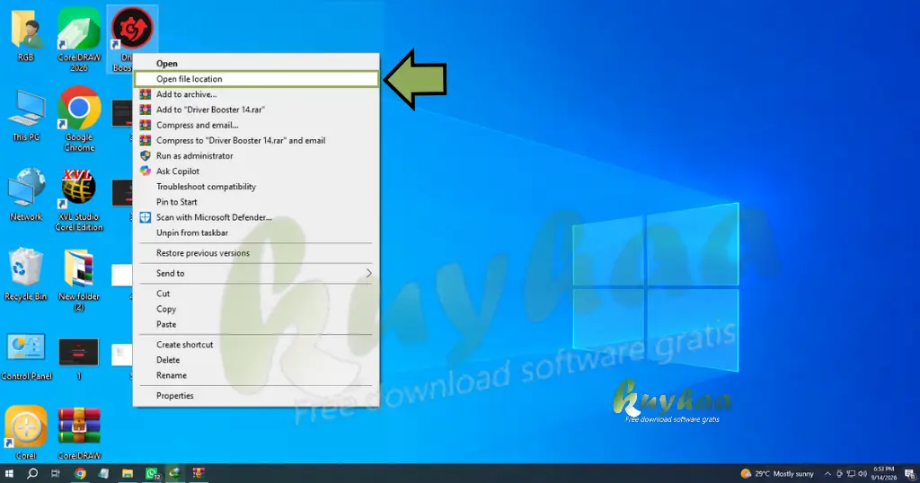 Open the program file location