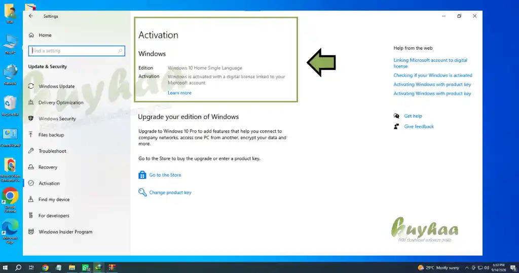 W10 Digital Activation proof