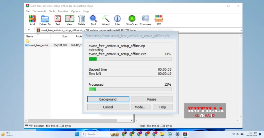 This picture shows extraction of zip file of Avast Antivirus 