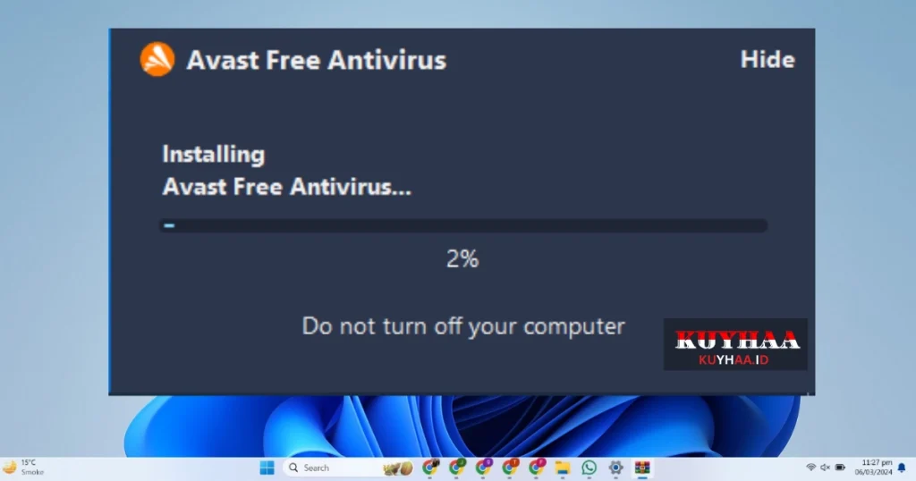 This picture shows installation of Avast Antivirus 