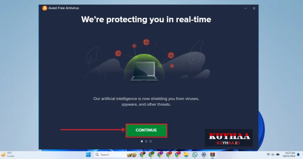 This picture shows Avast Antivirus is installed 