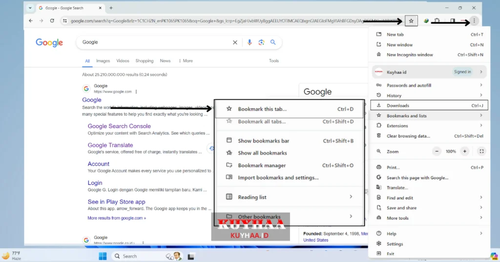 This picture shows how you can bookmark on Google Chrome