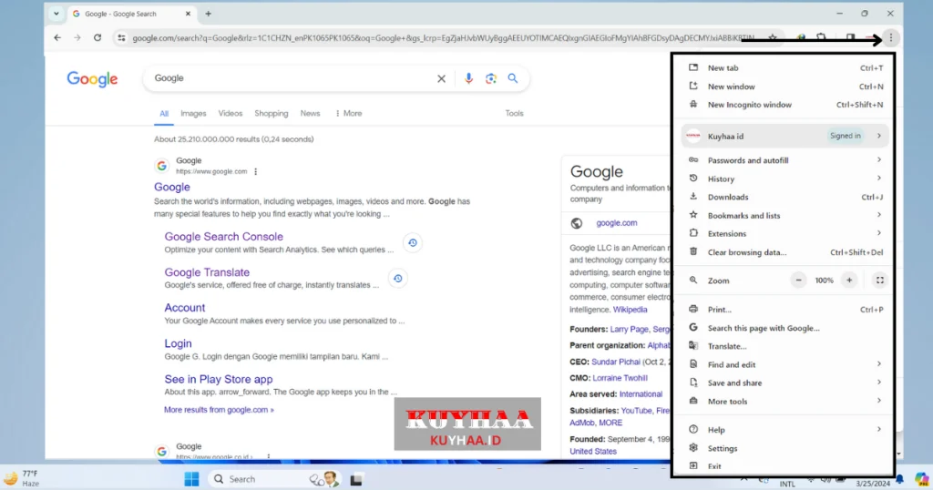 This picture shows how you can see chrome menu