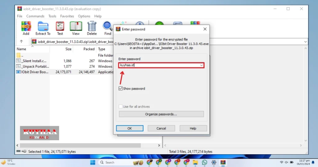 This picture shows open the downloaded zip file of Driver Booster Pro