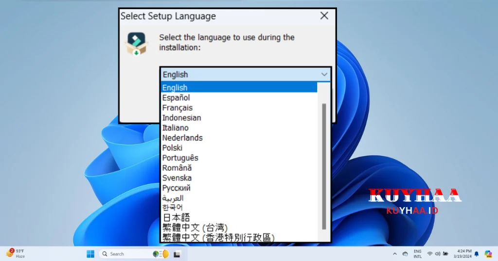 This pricture shows select language