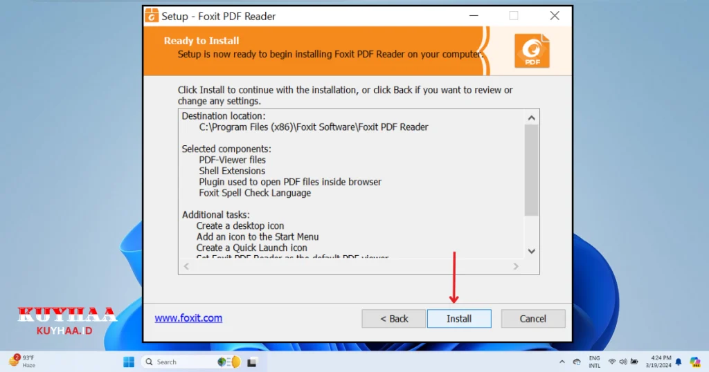 This picture shows then click install Foxit PDF Reader