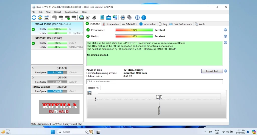 This picture shows the interface of Hard Disk Sentinel