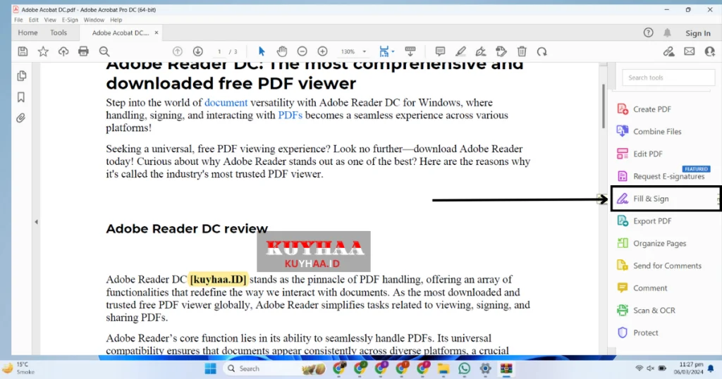 This picture shows how to create E signature in Adobe Acrobat Reader DC