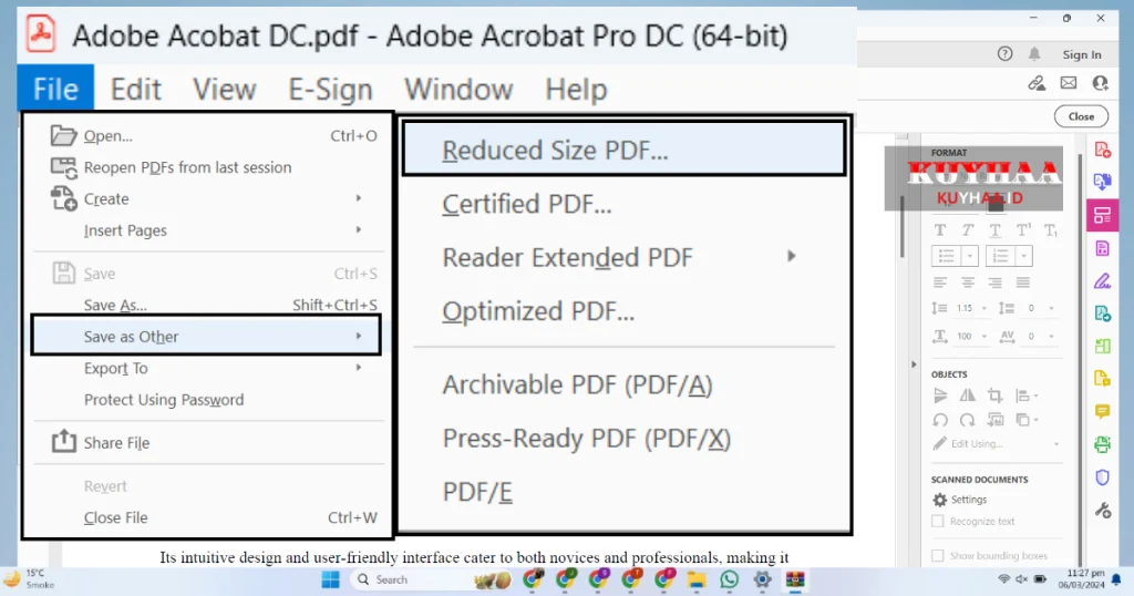 This picture shows how to reduce PDF file size