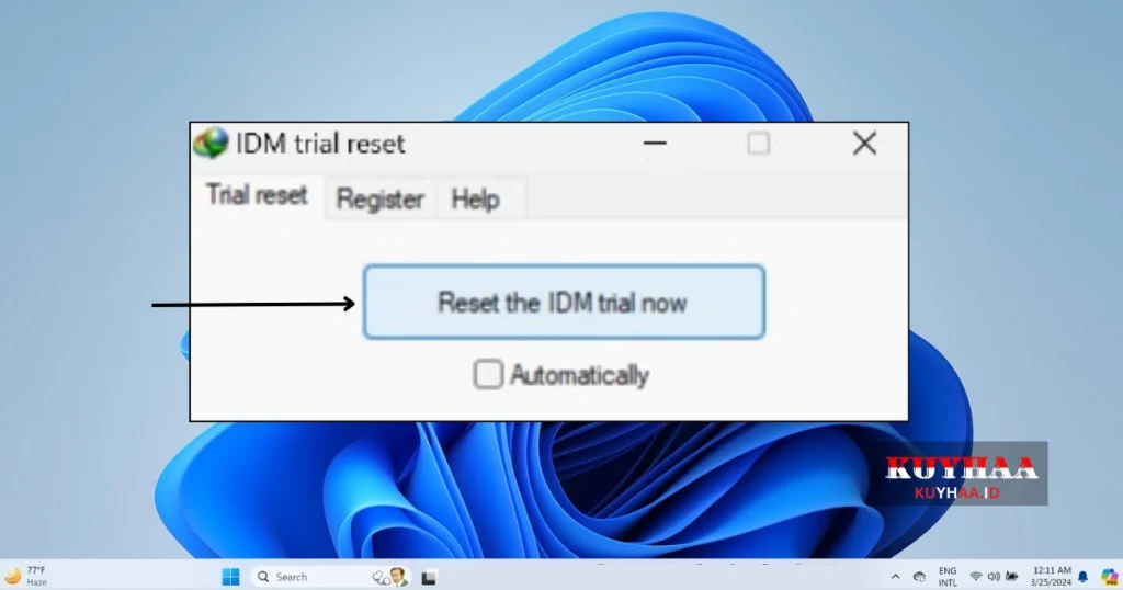 This picture shows click on the Reset The IDM trial now