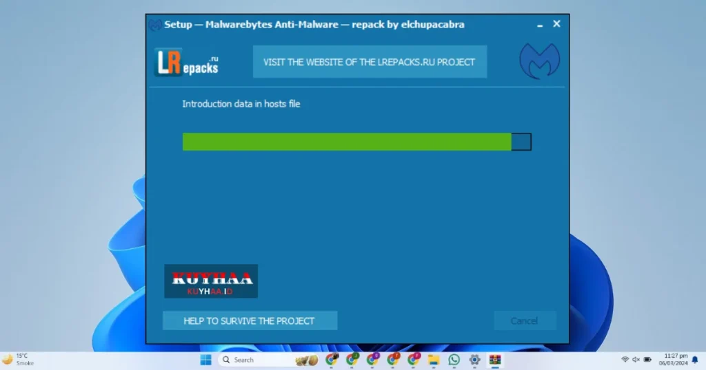 This picture shows the installation of Malwarebytes 