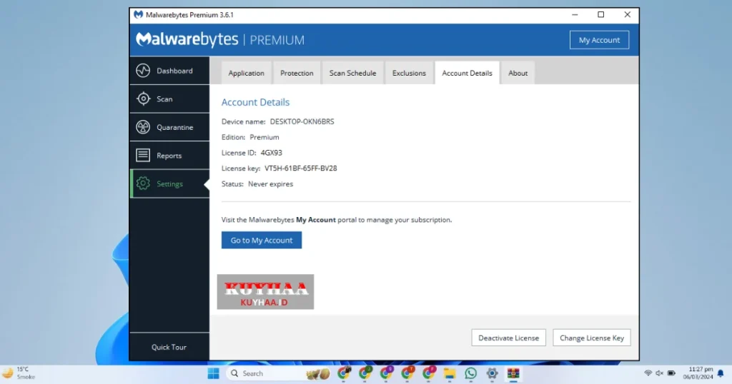 This picture shows the interface of Malwarebytes 