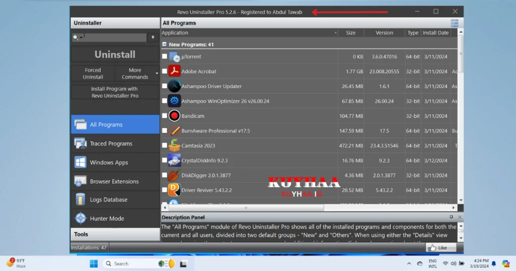 It is the interface of latest version of Revo Uninstaller.