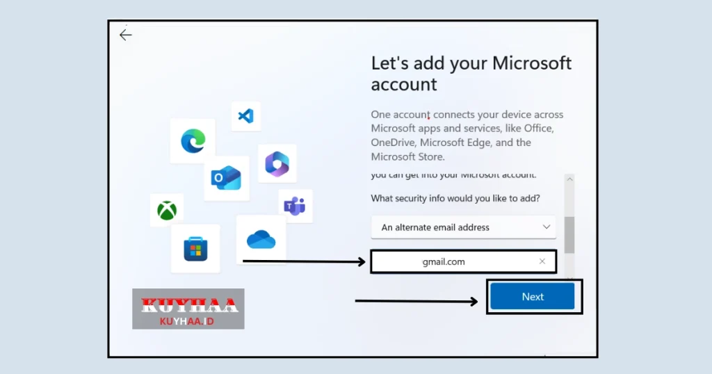 This picture shows to add Microsoft account in Windows 11 setup