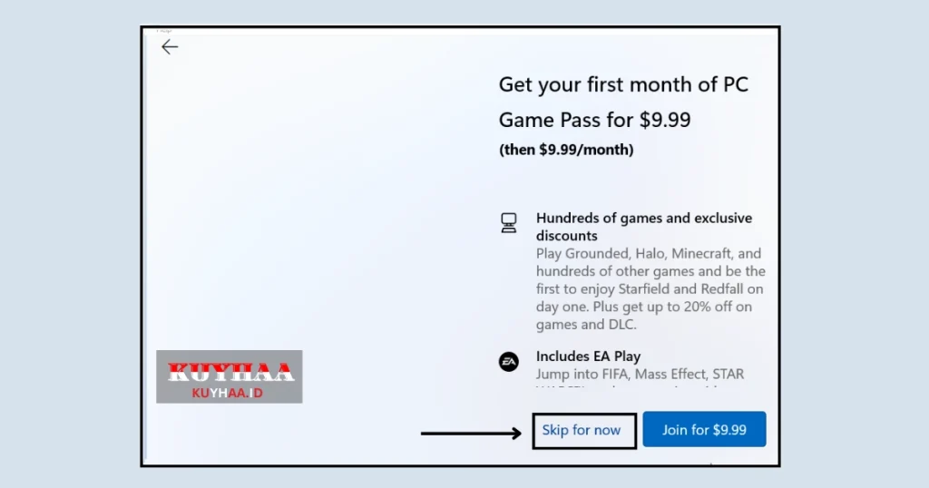 This picture shows click on Skip for Now in Windows setup