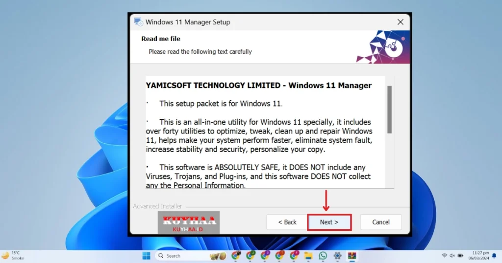 This picture shows to read the information of Windows 11 Manager