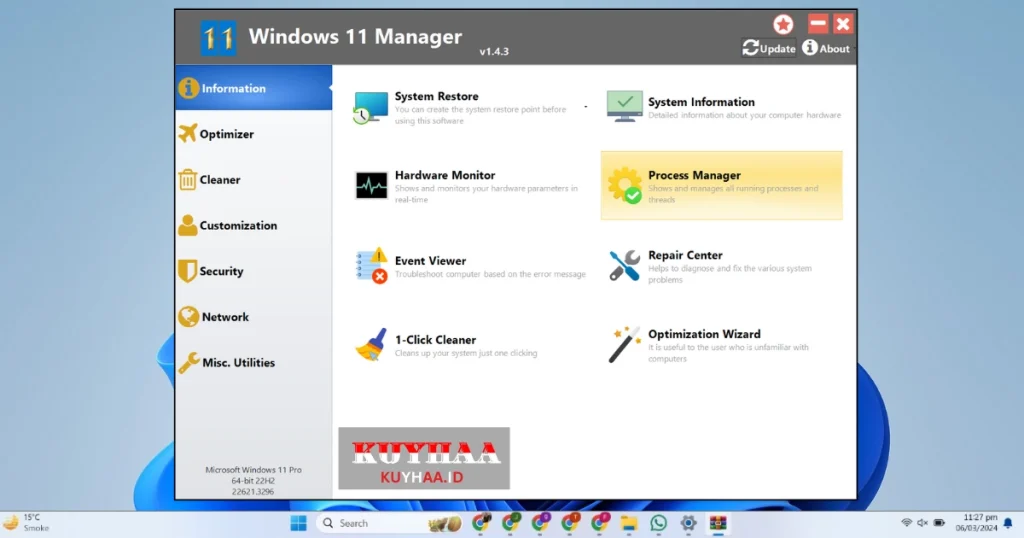 This picture shows the interface of Windows 11 Manager