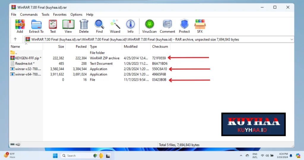 This picture shows open downloaded file of WInRAR