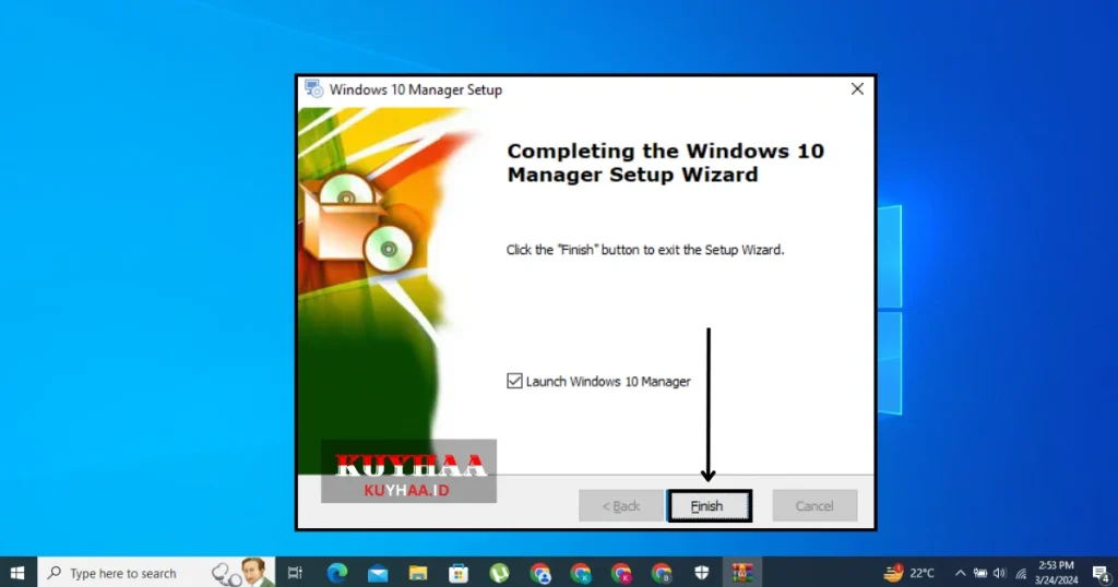 This pricture shows launch Windows 10 Manager